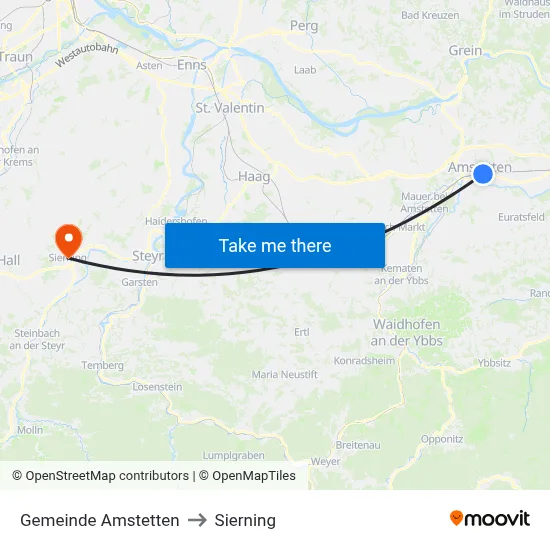 Gemeinde Amstetten to Sierning map