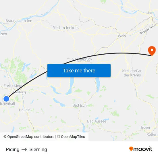Piding to Sierning map