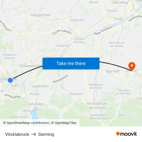 Vöcklabruck to Sierning map