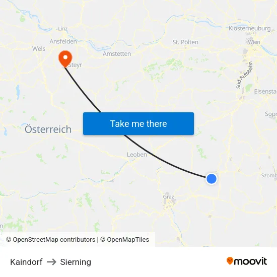 Kaindorf to Sierning map