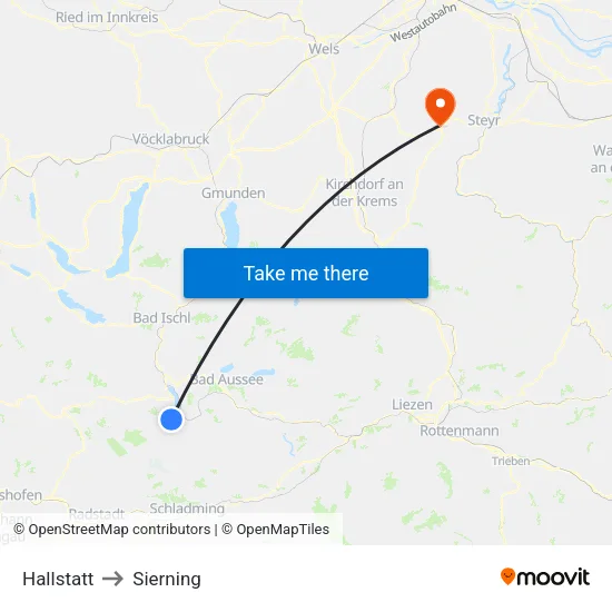 Hallstatt to Sierning map