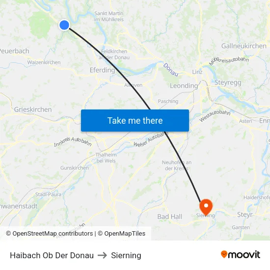 Haibach Ob Der Donau to Sierning map