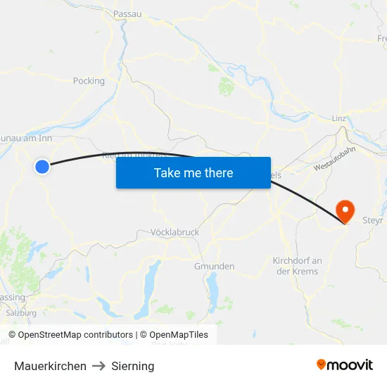 Mauerkirchen to Sierning map