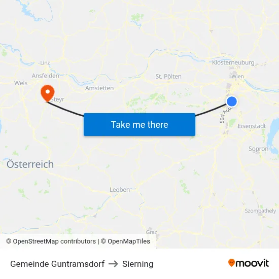 Gemeinde Guntramsdorf to Sierning map