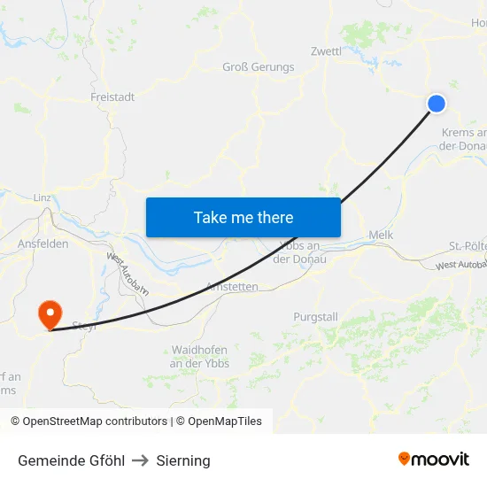 Gemeinde Gföhl to Sierning map