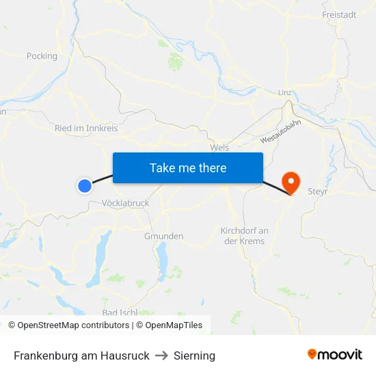 Frankenburg am Hausruck to Sierning map