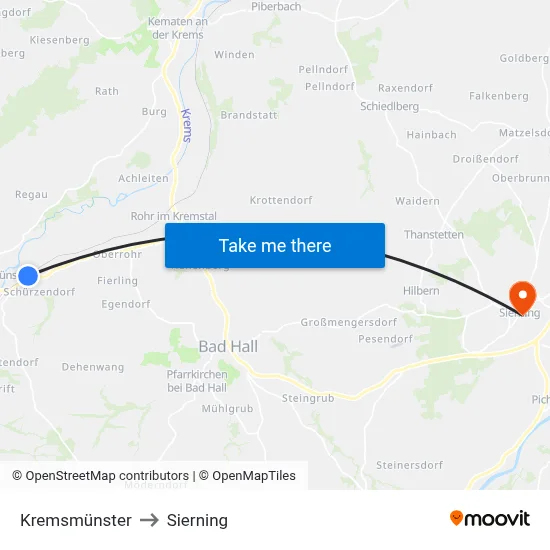 Kremsmünster to Sierning map