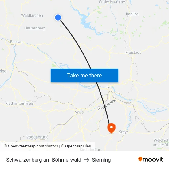 Schwarzenberg am Böhmerwald to Sierning map