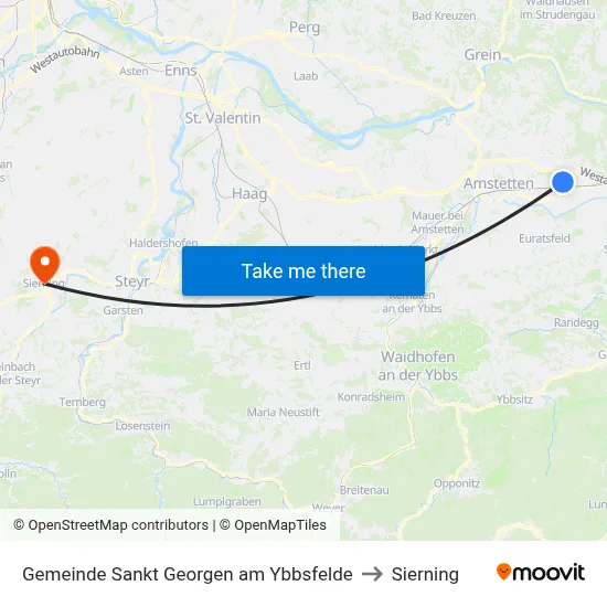 Gemeinde Sankt Georgen am Ybbsfelde to Sierning map