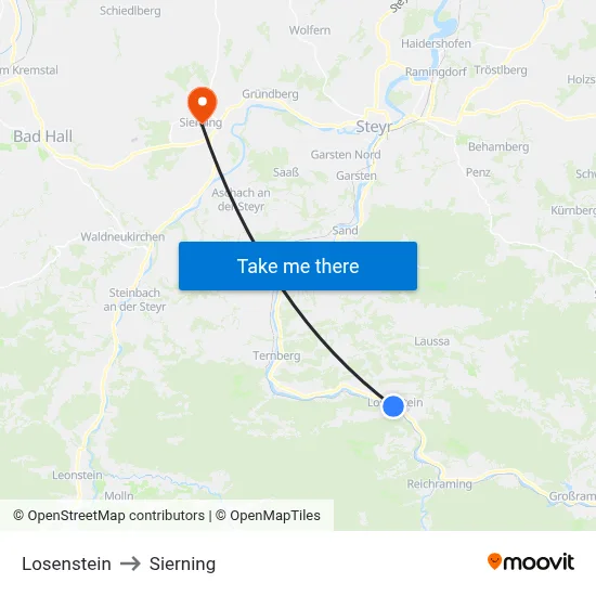 Losenstein to Sierning map