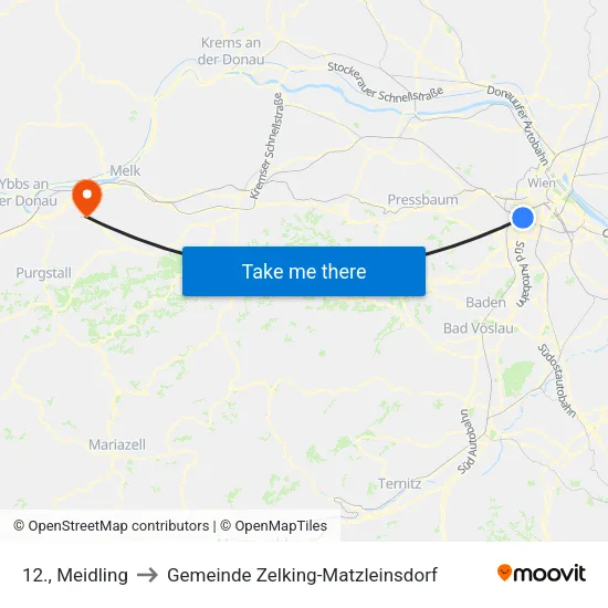 12., Meidling to Gemeinde Zelking-Matzleinsdorf map