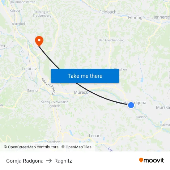 Gornja Radgona to Ragnitz map