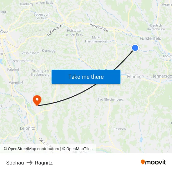 Söchau to Ragnitz map