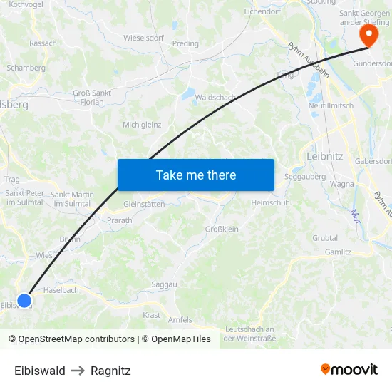 Eibiswald to Ragnitz map