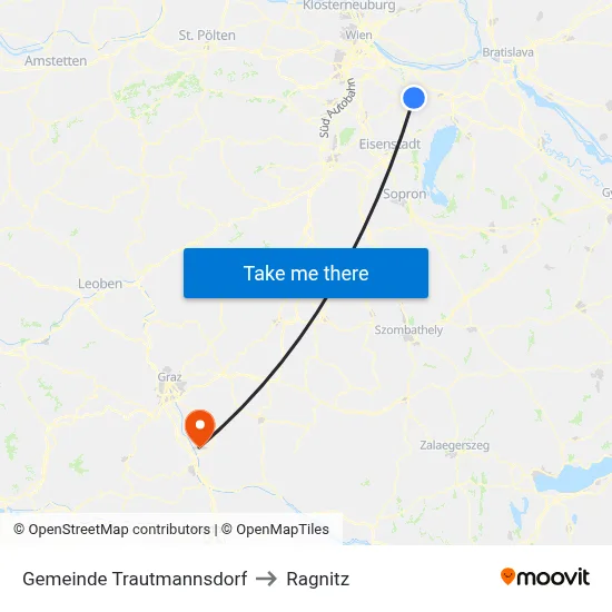 Gemeinde Trautmannsdorf to Ragnitz map
