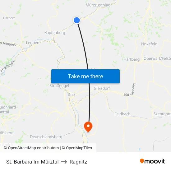 St. Barbara Im Mürztal to Ragnitz map