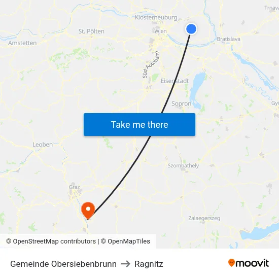 Gemeinde Obersiebenbrunn to Ragnitz map