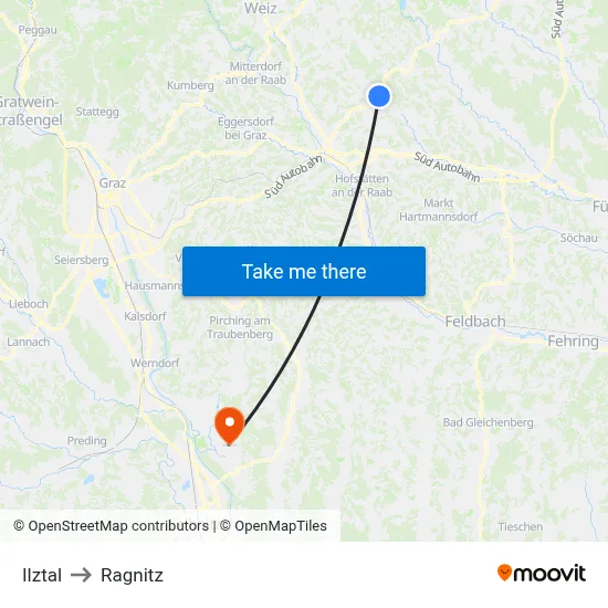 Ilztal to Ragnitz map