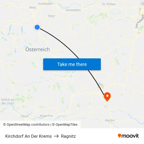 Kirchdorf An Der Krems to Ragnitz map