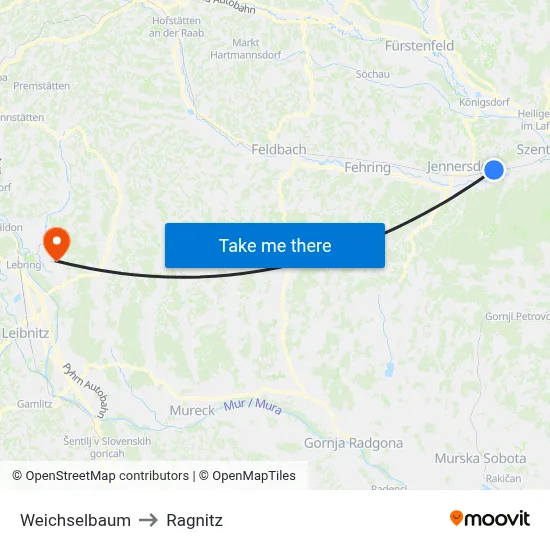 Weichselbaum to Ragnitz map