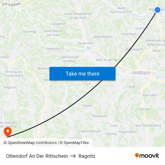 Ottendorf An Der Rittschein to Ragnitz map