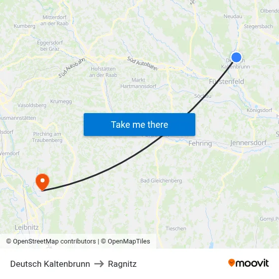 Deutsch Kaltenbrunn to Ragnitz map
