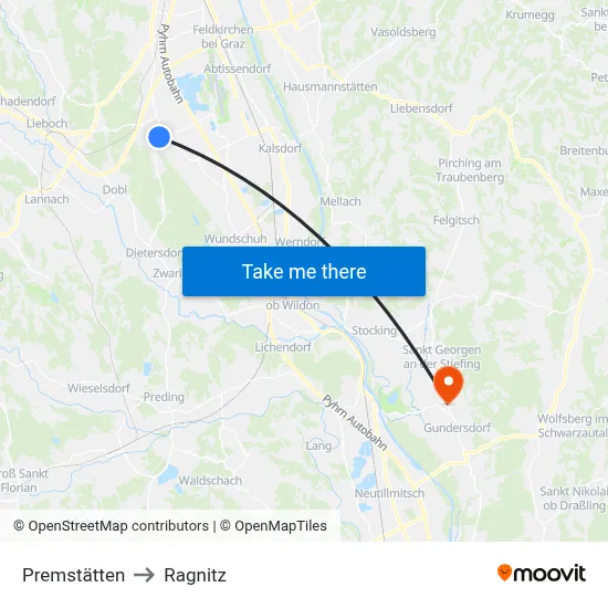 Premstätten to Ragnitz map