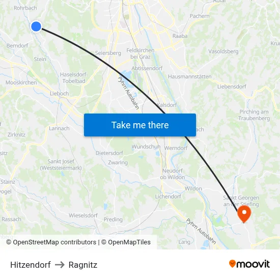 Hitzendorf to Ragnitz map