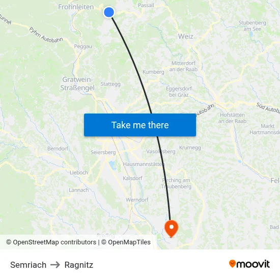 Semriach to Ragnitz map