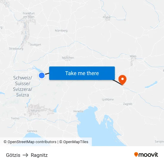Götzis to Ragnitz map