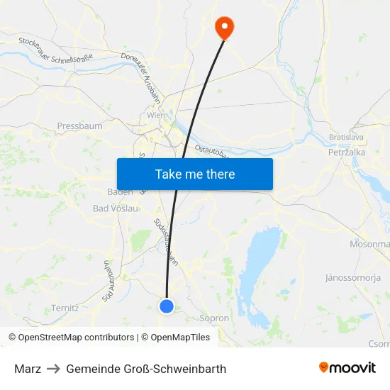 Marz to Gemeinde Groß-Schweinbarth map