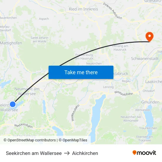 Seekirchen am Wallersee to Aichkirchen map