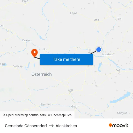 Gemeinde Gänserndorf to Aichkirchen map