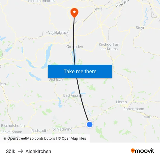 Sölk to Aichkirchen map