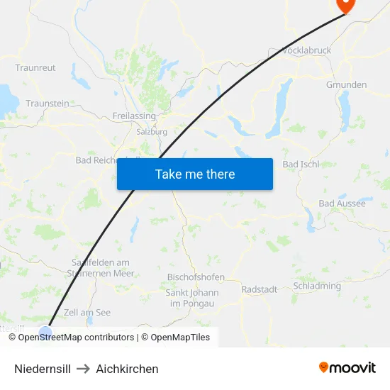 Niedernsill to Aichkirchen map