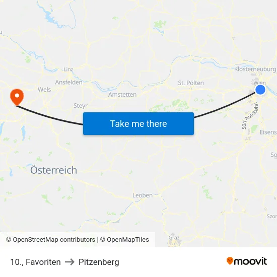 10., Favoriten to Pitzenberg map