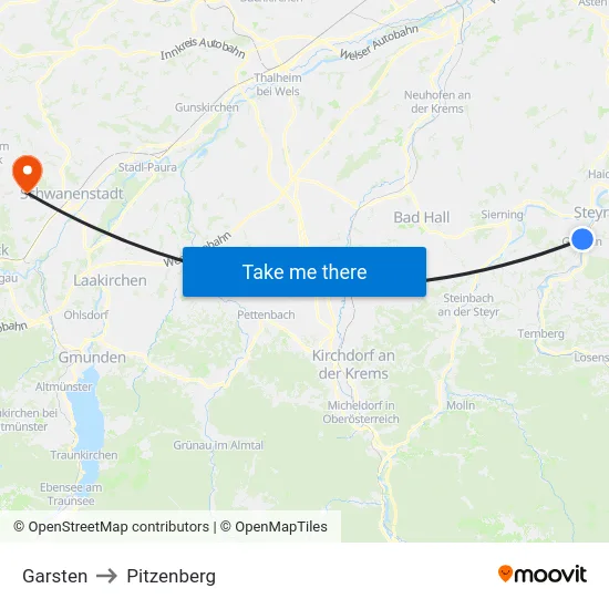 Garsten to Pitzenberg map