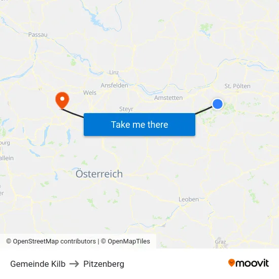Gemeinde Kilb to Pitzenberg map