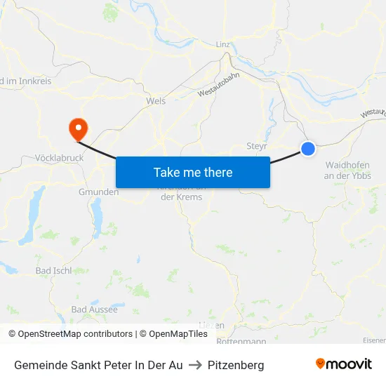 Gemeinde Sankt Peter In Der Au to Pitzenberg map