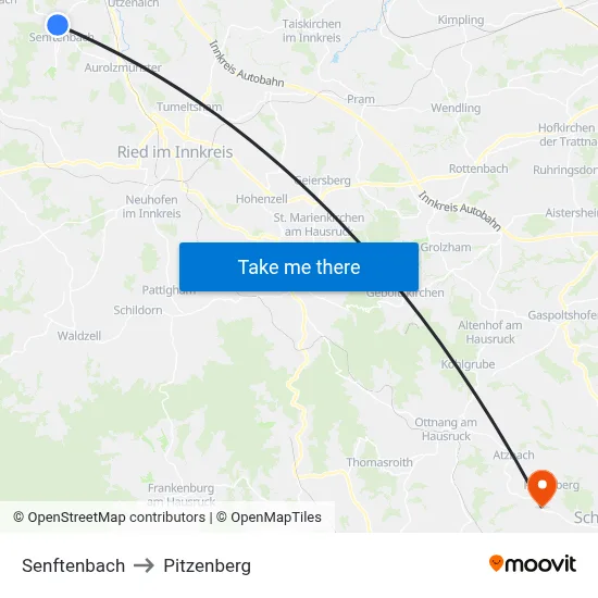 Senftenbach to Pitzenberg map
