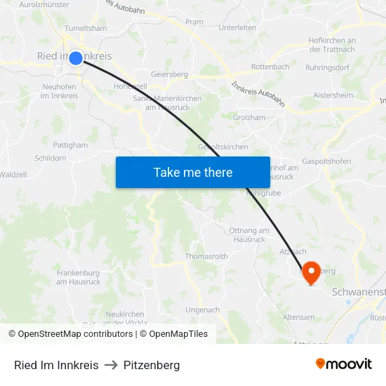 Ried Im Innkreis to Pitzenberg map