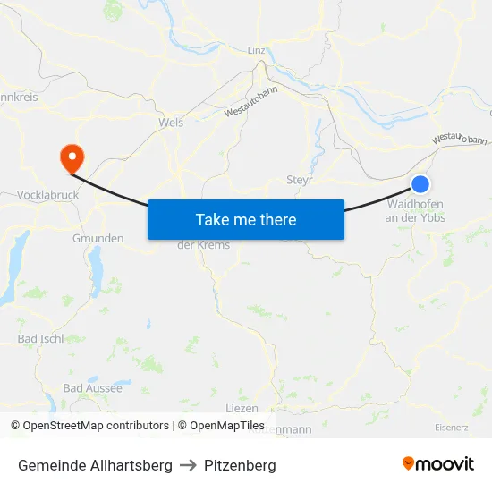 Gemeinde Allhartsberg to Pitzenberg map