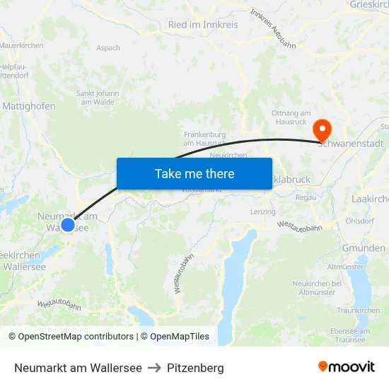 Neumarkt am Wallersee to Pitzenberg map