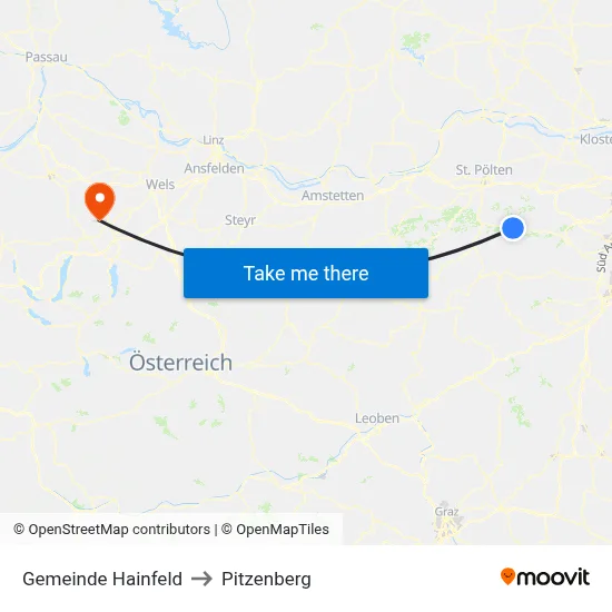 Gemeinde Hainfeld to Pitzenberg map