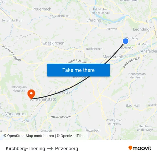 Kirchberg-Thening to Pitzenberg map