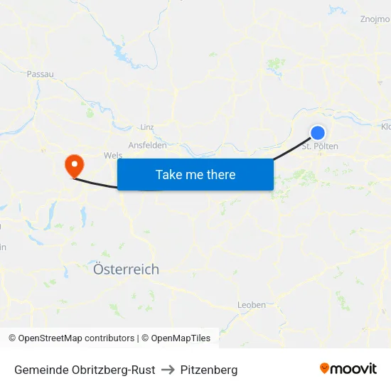 Gemeinde Obritzberg-Rust to Pitzenberg map