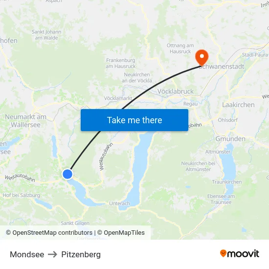 Mondsee to Pitzenberg map