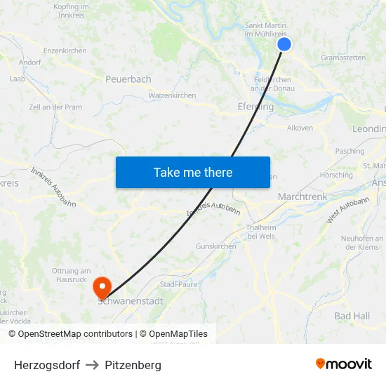 Herzogsdorf to Pitzenberg map