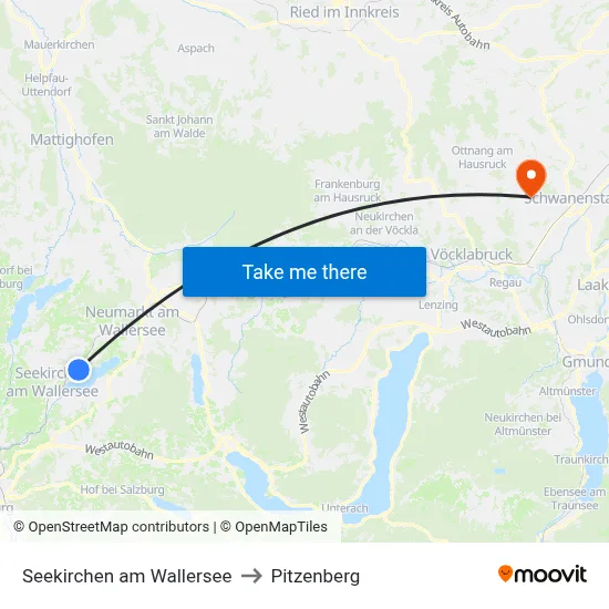 Seekirchen am Wallersee to Pitzenberg map