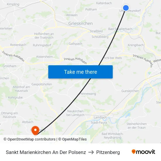 Sankt Marienkirchen An Der Polsenz to Pitzenberg map